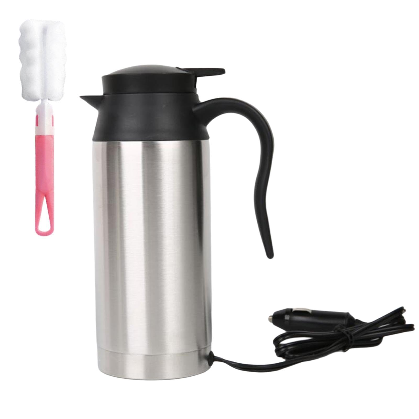 Hervidor de Coche Taza Termo Eléctrica Calefacción Portátil Calentador de Leche Café Agua Acero Inoxidable Aislamiento Vacío Adecuado para Carretera C, 24V, Individual