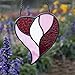 HAOSUM Red Heart Suncatchers Stained Glass Window Hanging, Handmade Heart Ornaments, Birthday Gift for Grandma Mom Sister Aunt,Valentines Day Gift