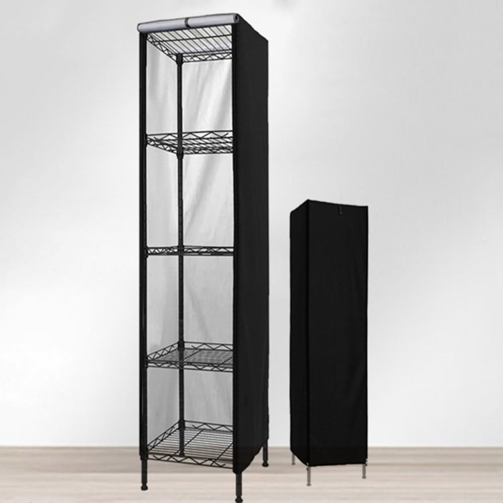 Copertura per scaffalature metalliche, impermeabile, antipolvere, protezione per mobili da esterno, con cerniera e design arrotolabile, 127 x 30 x 30 cm, nero (210D)