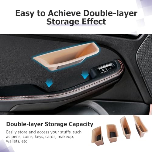 Image of LUWU Door Tray Organizer Compatible with 2015-2026 Porsche Macan S /T /GTS Accessories Center Console Organizer Armrest Console Storage Box Insert Tray ABS Material Beige 4PCS (Not for Macan EV)