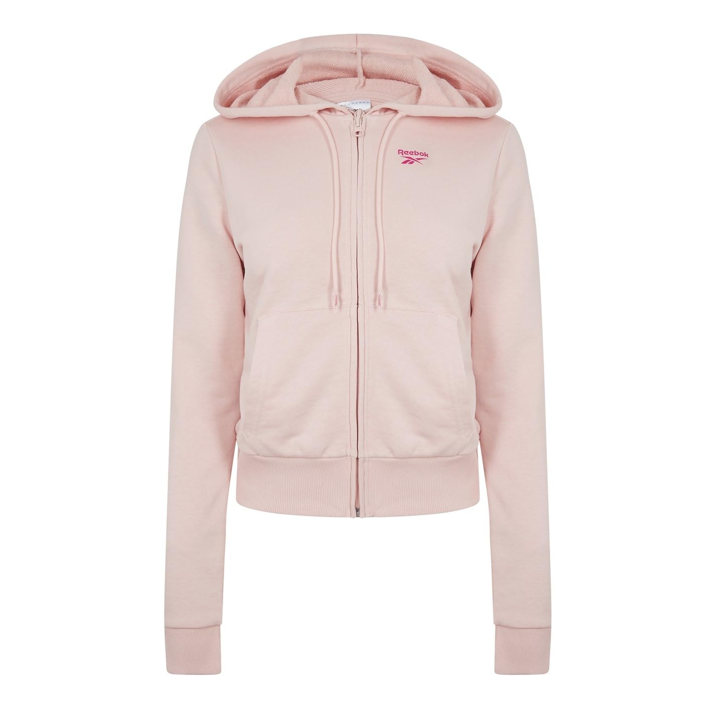 Reebok Womens French Terry Full Zip Hoodie Light Pink XXS