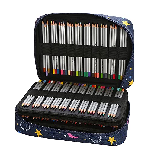 Image of Lbxgap Colored Pencil Case 100 Slots hold 300 pcs Pencils or 200 gel pens. Organizer Large Capacity with Handy Wrap Portable Multilayer Holder for Watercolor Pencils & Gel Pen Markers