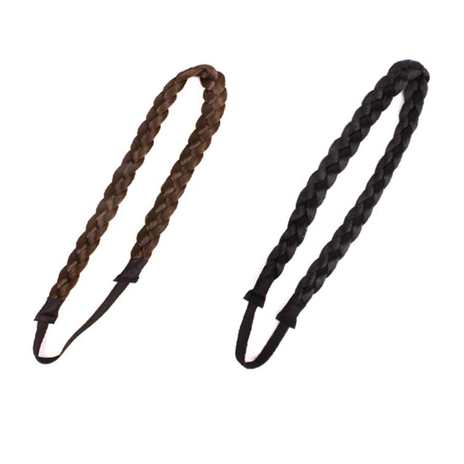 Ashkash 1 Pcs Synthetic Strand Braided Headband Classic Chunky Elastic Stretch Hairpiece Women Girl Beauty Accessory - (Natural Brown) - Get Free 2Pcs Braided Hair Band Free-image-28