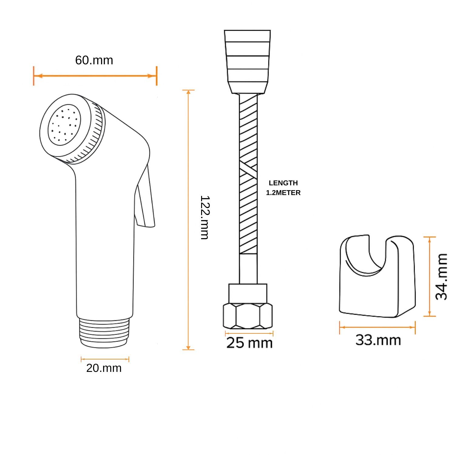 HOMEMATES White ABS Handheld Bidet Spray Set for Toilet, High-Pressure Jet Sprayer with 1.2m Hose, Leakproof Nozzle, Wall Hook & Screws for Bathroom Hygiene