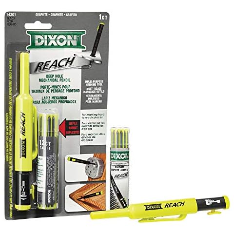 Dixon Industrial REACH- Deep Hole Mechanical Pencil with Lead Refills included, Yellow (14301) Cover