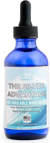 Bio-Disponible Nano Silver Liquid  Cuentagotas de tintura de 4 oz  Apoyo inmunológico  Absorción rápida  Fórmula de nano plata pura de 10 ppm