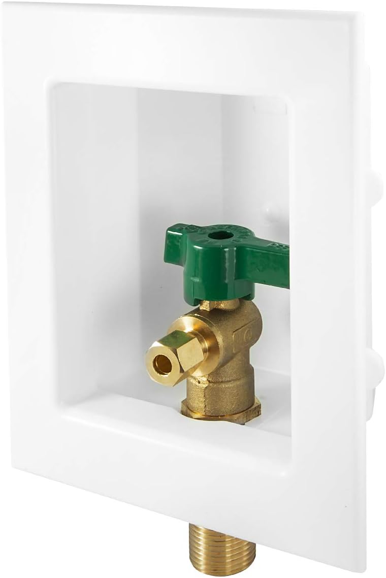 EFIELD Sweat Pre-assembled Ice Maker Outlet Box, 1/2-Inch Sweat with Installed 1/4-Turn Ball Valve, White,(IM001)