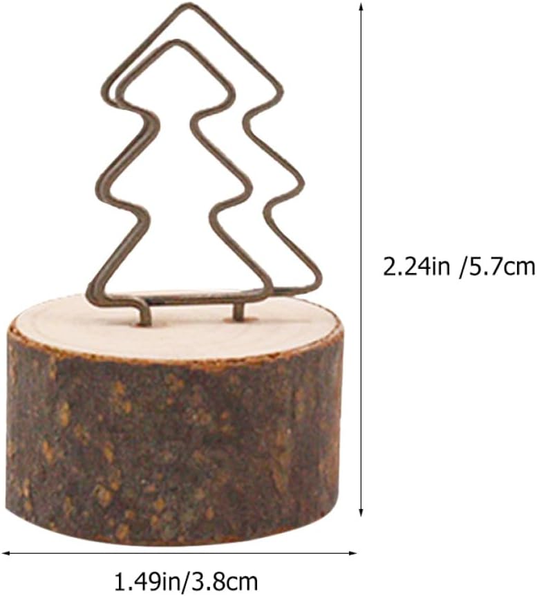 10pcs Wooden Bark Photo Holder Clips with Metal Memo Clips, Rustic Table Number and Place Card Holders for Wedding Centerpieces and Desktop Decor