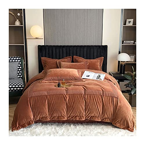 Genérico Juego De Edredón De Vellón De Leche De Invierno De 4 Piezas, Ropa De Cama De Vellón Coral Grueso De Doble Cara, Tela De Franela De Alto Peso (C 2.0m Bed Sheet -220x240cm)