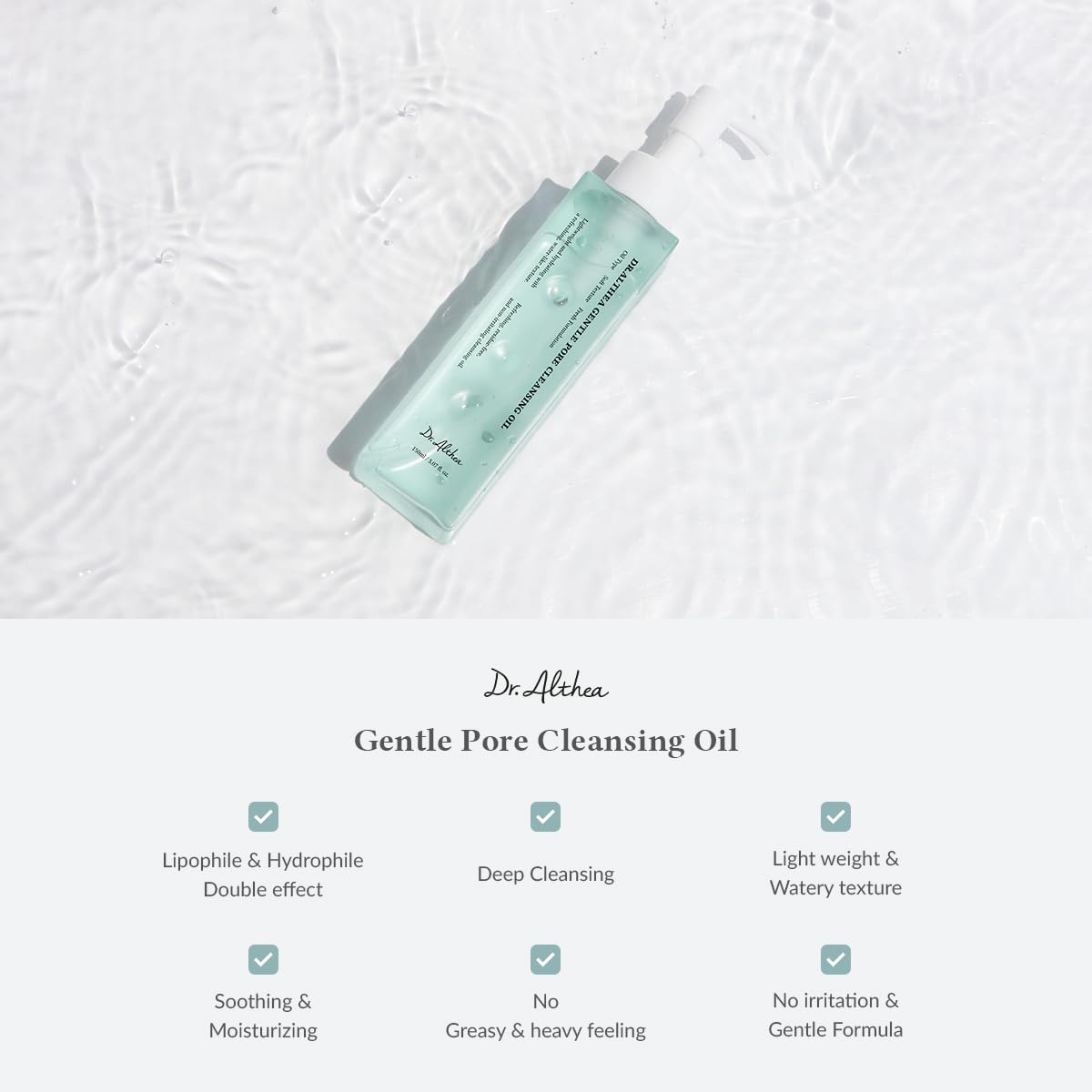 Dr.Althea Gentle Pore Cleansing Oil, Lightweight Makeup Cleanser, 5.07 Fl Oz