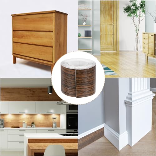 Image of uxcell 1 Roll Wood Grain Tape, 2.36 inch x 49 Ft Realistic Textured Repair Tape Self Adhesive Wood Textured Patch for Floor Wall Door Table Cabinets Desk Furniture Home Decor(Brown)