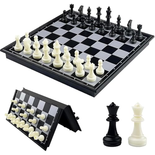 Image of Fun4You Magnetic Chess Set, Folding Travel Board Game, Black and White Pieces, Portable Strategy Game, ABS Plastic