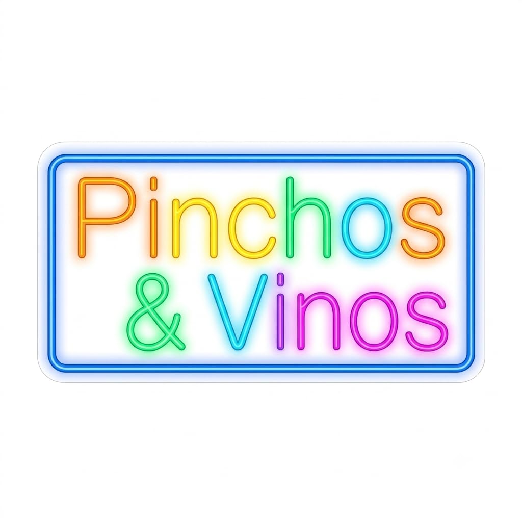 Letrero led neón flex Pinchos & vinos cartel metacrilato transparente medidas 40cm aproximadamente alimentacion 12 v