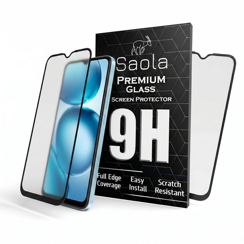 Image of Saola HD Matte Tempered Glass With 18H Hardness For Itel A100C (Pack Of 2) with Hassle-less Installation Kit. Full screen Coverage. 6.6 inch