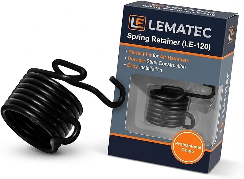 LE LEMATEC Air Hammer Spring Retainer, .401/10.2mm Coil ( | Pneumatic chisel gun, hardened steel, safety lock, fits Ingersoll Rand 121, replacement, prevents bit ejection
