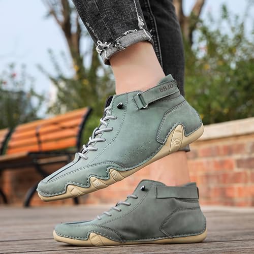 Image of baobeijiadao Men's Beck Shoes Waterproof Non Slip High Top Chukka Boots Handmade Suede Caual Outdoor Sneakers