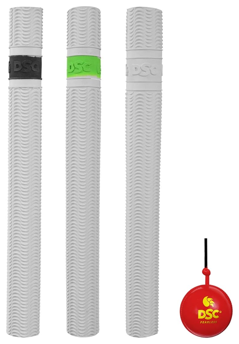DSC Ripple Flite Cricket Bat Grip, Size - Mens, (Pack of 3pcs), Rubber & DSC Hanging Synthetic Cricket Ball (Red, Club Size)-image-40