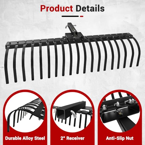 LTSEAME 55 Inch Tow Behind Rake