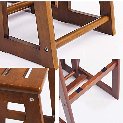 Taburete de madera maciza DASHADAO con acabado premium y estructura de silla escalera 7