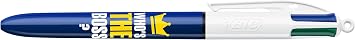 BIC 4 Colors Message Ballpoint Pen 12 Box, 1.0mm Tip, Single Pen Blue, Red, Green and Black Colors