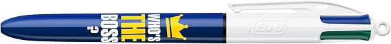 BIC 4 Colors Message Ballpoint Pen 12 Box, 1.0mm Tip, Single Pen Blue, Red, Green and Black Colors
