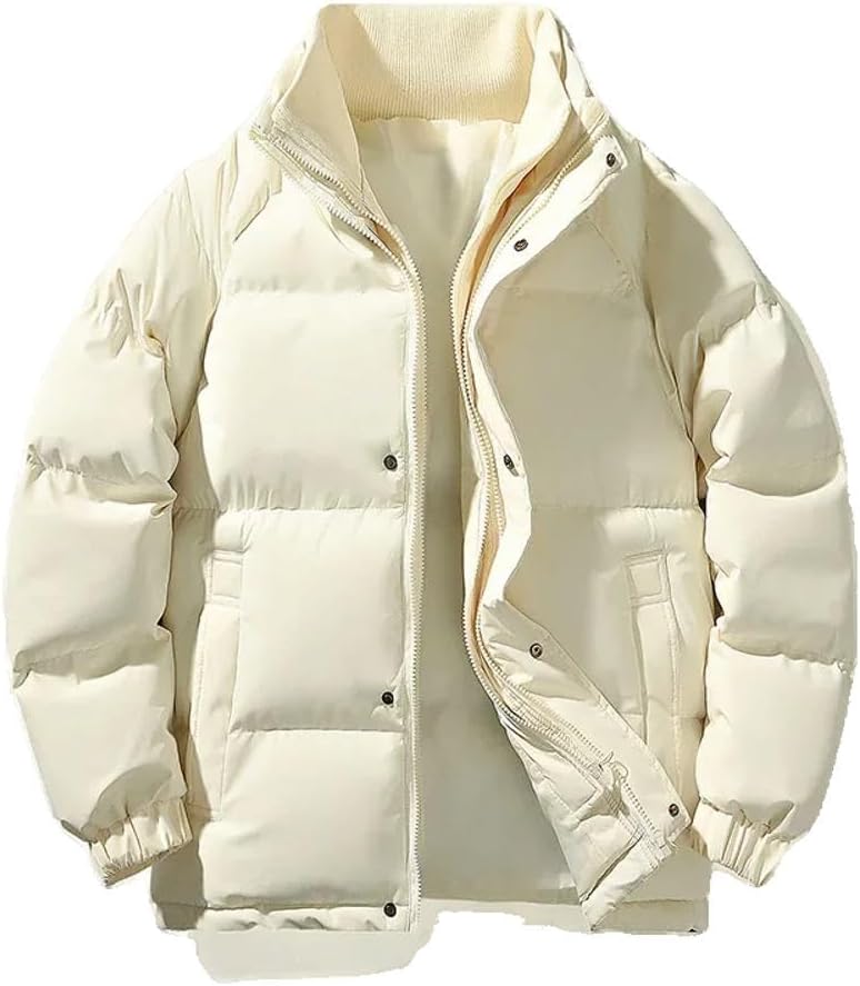 Xingfenly Windproof Thick Outwear Men Winter Loose Oversized Warm Coats Stand Collar Solid Coat