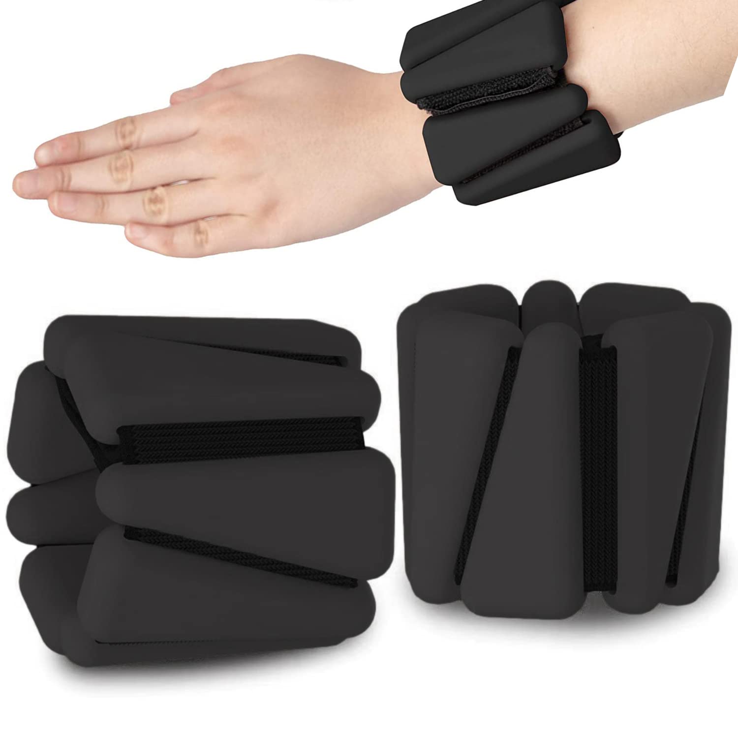 XFYT Adjustable Wrist & Ankle Weights | 2 x 1 lbs soft silicone bracelets | Burn more calories with comfortable yoga, pilates,workouts & running (Black)-image-24