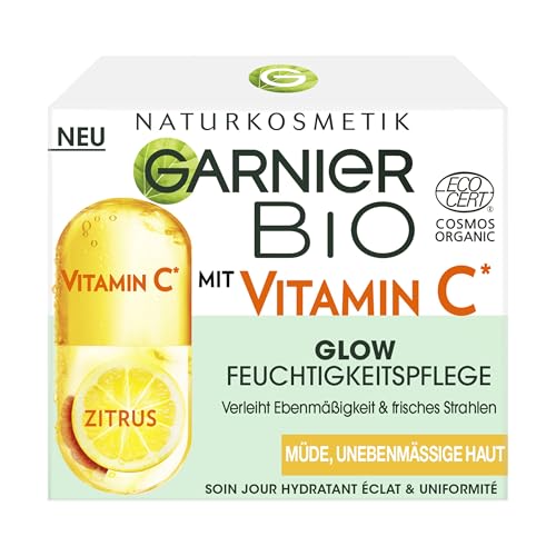 Garnier Day Cream with Vitamin C for a Radiant Complexion, Invigorating and Firming Moisturising Cream Against Tired and Uneven Skin, Organic Glow, 50 ml