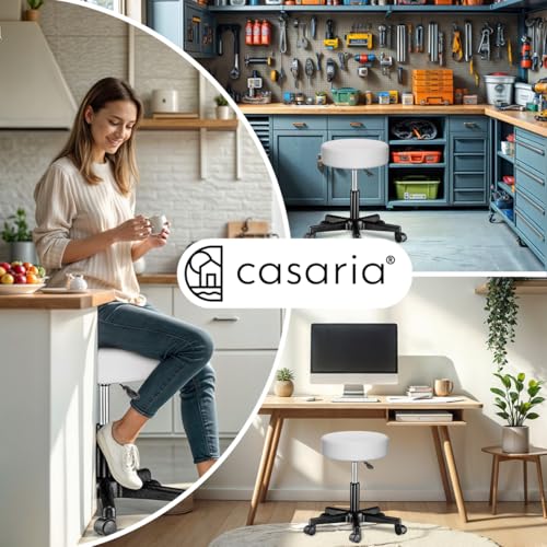 CASARIA® Rollhocker Höhenverstellbar 2er Set 10cm Polsterung 46-60cm Höhe 360° Drehbar Ø35cm Rund Rollen Bürohocker Drehhocker… – Ansicht 6