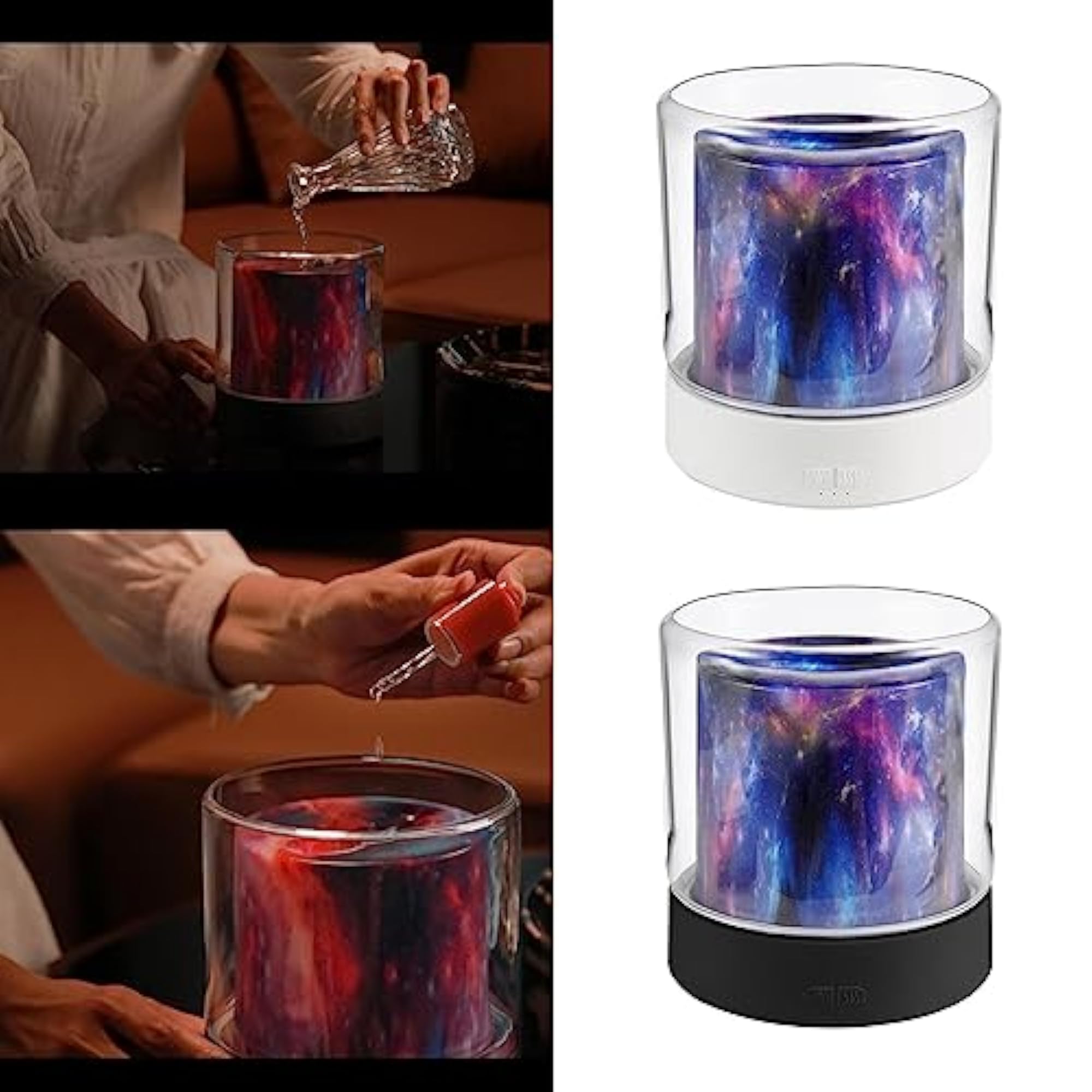 Flame Diffuser Humidifier USB Colorful Flame with Timer