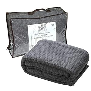 HILLFAIR 100% Soft Premium Combed Cotton Thermal Blanket– King Blankets – Soft Cozy Warm Cotton Blanket– Bed Throw Blanket– King Bed Blankets– All Season Cotton Blankets– Grey King Cotton Blankets