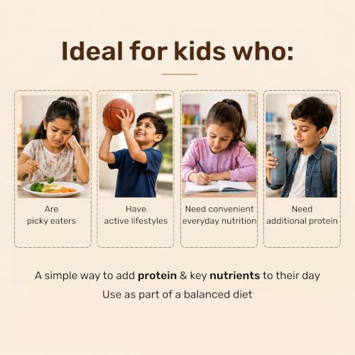 Image of Miduty Kids ProGrow+ Hazelnut Cocoa | Kids & Teens Protein Shake for Growth, Daily Nutrition & Active Recovery | 12g Protein for 8-18 Years | FOS & Inulin, Vitamins & Minerals, Vegetables, Fruit & Nut Blend | Natural Hazelnut Cocoa Flavor - 350g