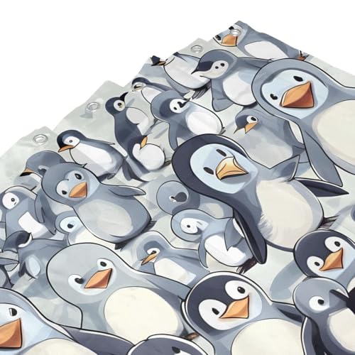 Rideau de douche pingouin 183x183cm en polyester imprimé avec 12 oeillets - 6