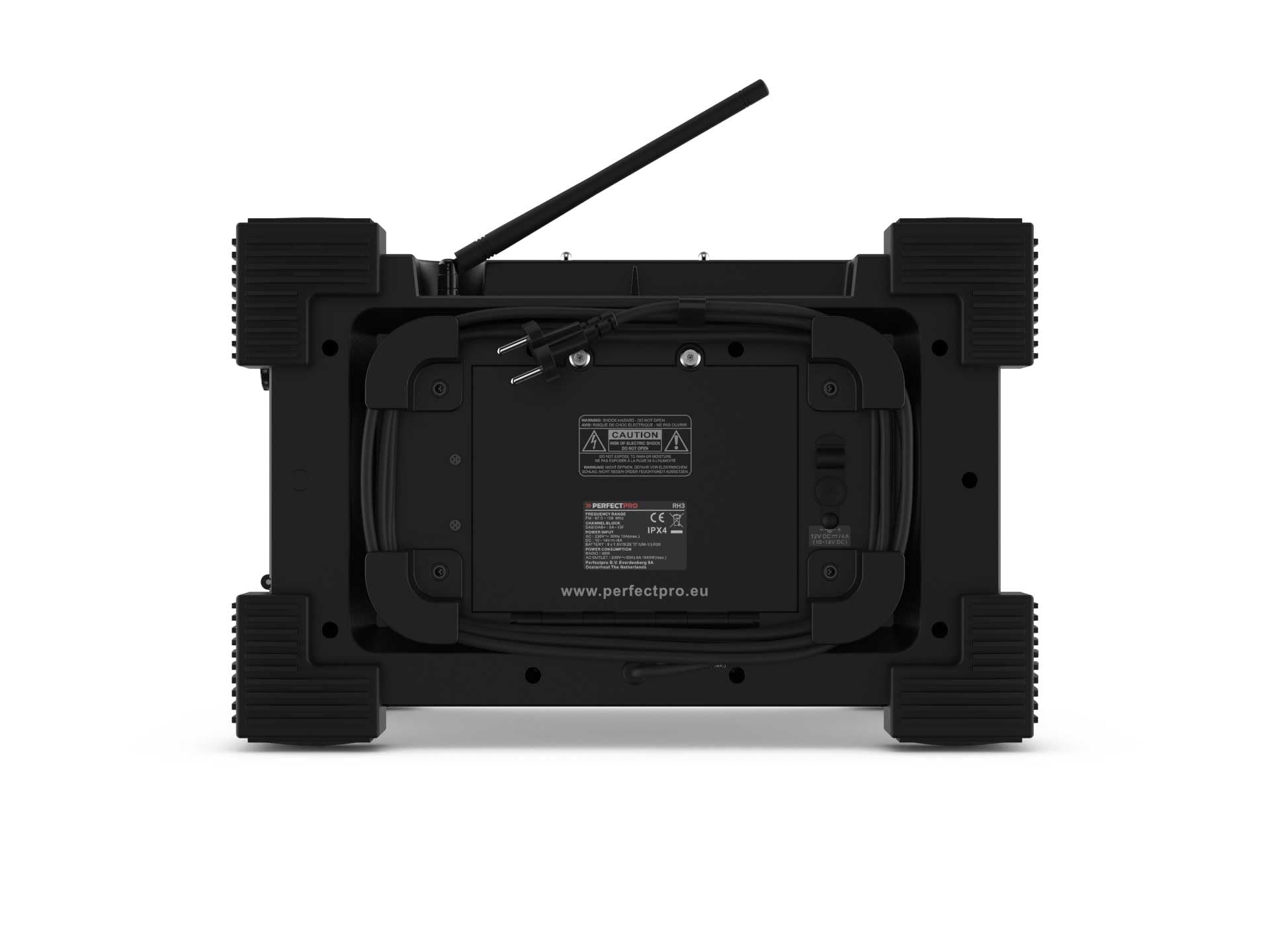 PerfectPro Baustellenradio ROCKHART, DAB+ und UKW-Empfang, Bluetooth, AUX-Eingang und USB-Eingang, Powerbank, Inklusive Ladegerät und Lithium-Akku, RH4