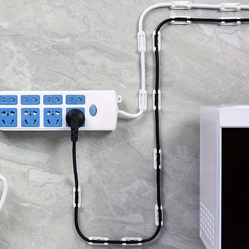 10 unidades de clips de cable ajustables - Organizador de cables para TV, PC y Ethernet, gestión sencilla de cables debajo del escritorio y en la pared miniatura 3