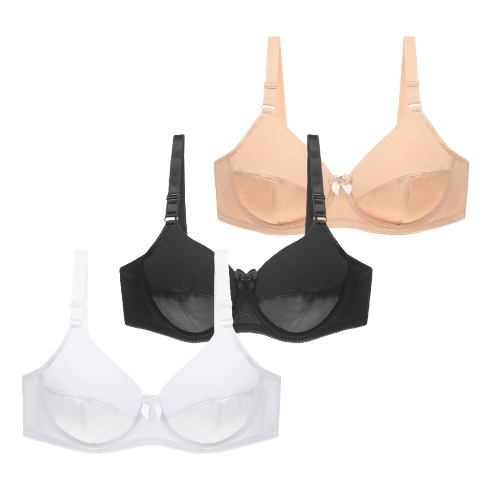 Soutiens-Gorge Femme Grande Taille Maintien avec Armature Doux Lot de 3