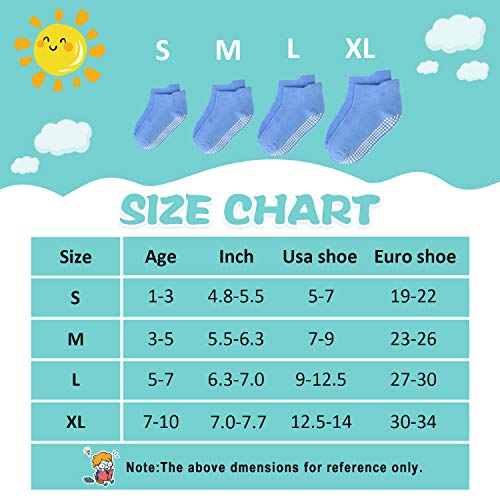 Image of Toddler Socks SkiBeaut 12 Pairs Non Slip Skid Ankle Socks For Kids Boys Grips Cotton Crew Socks For 1-10 Years