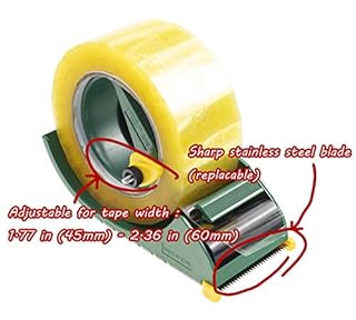 Prosun 2 Inch Packing Tape Gun Dispenser, Width-Adjustable Box Sealer, Lightweight Ergonomic Industrial Heavy Duty Tape Cutter for Carton, Packaging and Box Sealing, Green