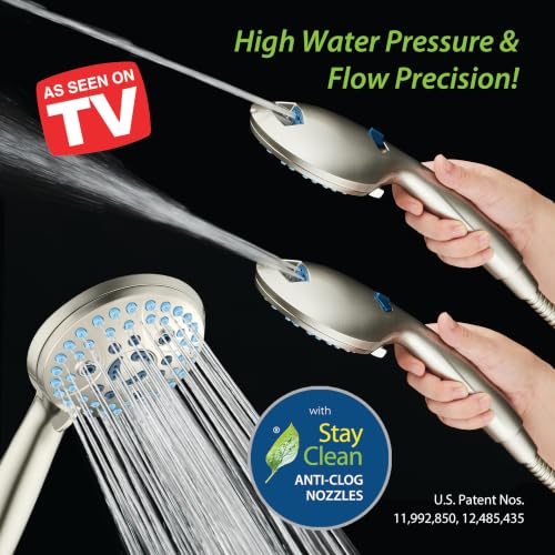 Regadera de mano AquaCare de alta presión con 10 modos, 2 modos de limpieza potente para bañera y azulejos, boquillas autolimpiantes, manguera de acero inoxidable de 6 pies, soportes para pared y techo, acabado niquel satinado miniatura 2