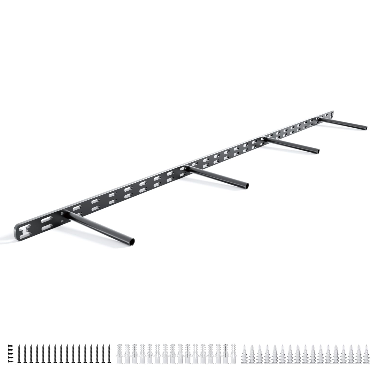 Photo 1 of 1pc Floating Shelf Bracket Heavy Duty,Decorative Floating Shelf Hardware Hidden Black Metal Fireplace Mantel Brackets (43"X8"X1.0" Without Tools)