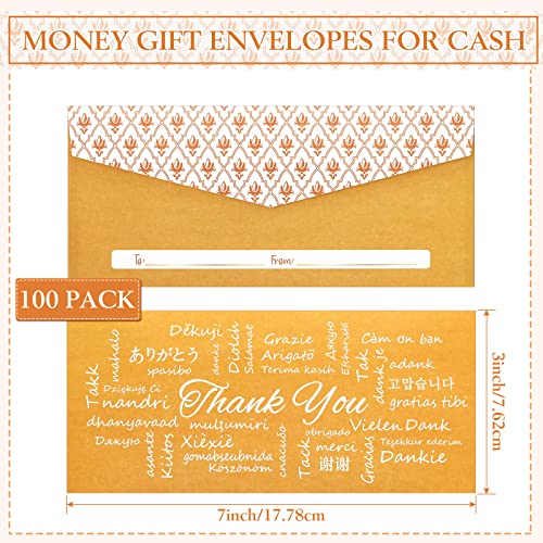 Teling 100 Pack Eid Mubarak Envelopes Gold Money Envelopes For Cash Gifts Kraft Small Coin Envelopes Bulk Decorative Holders For Currency Birthday Graduation Wedding, 3 X 7 Inches #TOP1