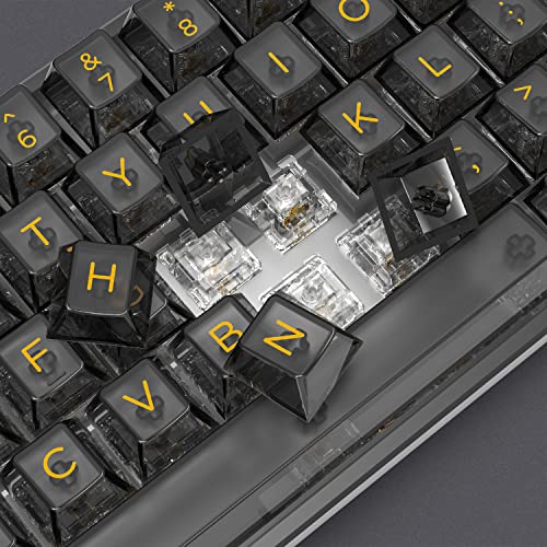 Image of Dagaladoo Crystal Clear Black Ceramic Transparent Keycaps - 75% Shine Through Cherry Profile for MX Switches Gaming Mechanical Keyboard (140 Keys, PC Material)