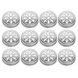 Sunshine Mason Co. Daisy Flower Cut Vintage Farmhouse Mason Jar Lids 12 Pieces, Silver