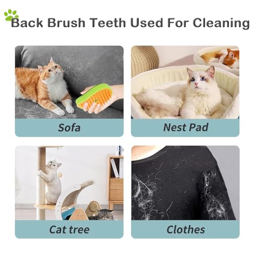 Steamy Cat Brush,3 In1 Cat Steamy Brush,Self Cleaning Steam Cat Brush,Rechargeable Cat Slicker Brush With Liquid Inlet For Long and Short haired Cats Removing Tangled,Eliminate Flying Hair (Yellow) - Image 4