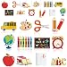 Purpeak 36 Pcs Back to School Hanging Ornaments Wooden Back to School Tree Decorations Book Pencil Bulletin Board Cutouts Wood Pendant Ornament for Tree Classroom Window Party Decor(Cute Style)
