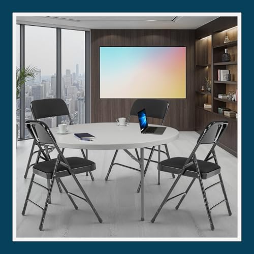 OEF Furnishings OEF2300 Series Heavy-Duty Premium Fabric Padded Upholstery Double-Hinged Triple-Braced Folding Chairs (4-Pack, Classic Black) by OEF Furnishings - Used condition - Image 9