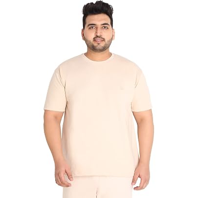 CHKOKKO Men's Plus Size Terry Cotton Loose Fit Half Sle...