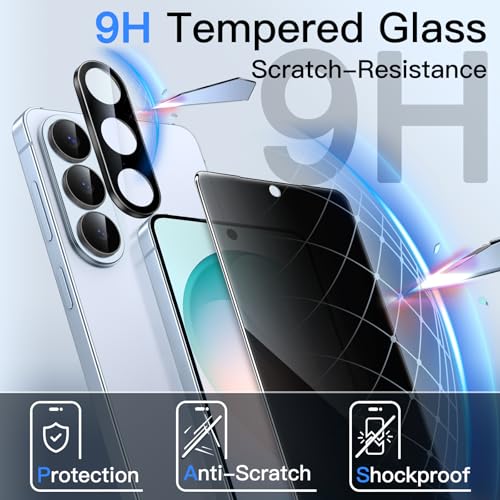 Image of JETech Privacy Tempered Glass Screen Protector Guard for Samsung Galaxy S26 Plus with Camera Lens Protector, Anti-Spy, Easy Installation Tool, Fingerprint ID Compatible, 2-Pack Each