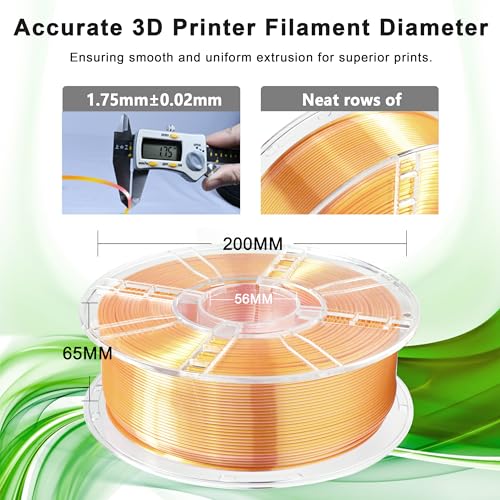 Image of iBOSS Silk PLA Plus Filament 1.75mm Dual Color Filament Silk Pink Gold 1KG, Shiny 3D Printer Filament Dimensional Accuracy + /- 0.02mm, 1kg Spool(2.2lbs) Fits for Most FDM 3D Printers(Silk Pink-Gold)