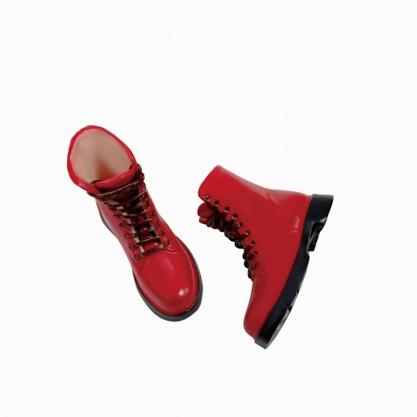 Yunhgft Doll Boots Toy Shoes Miniature Footwear Accessories Molded Ankle High Style With Rounded Toe And Flat Sole Suitable for figure styling scene setup doll display, Red